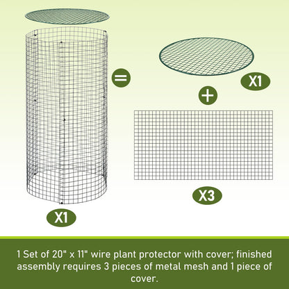 Otoolling 12 Pack 24" x 12" Garden Plant Protectors from Animals with Detachable Covers Metal Plant Cage Chicken Wire Cloche with Ground Stakes and Nylon Tie for Flower Vegetable to Keep Animals Out