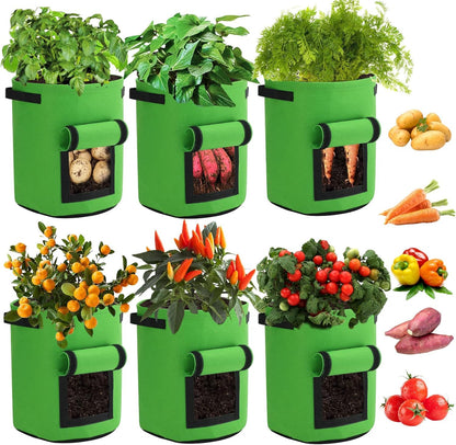 TINGMEIBESTLY Grow Bags, Aeration Fabric Pots with Handles, Pot for Plants-3 of Pack(10 Gallon-Green)