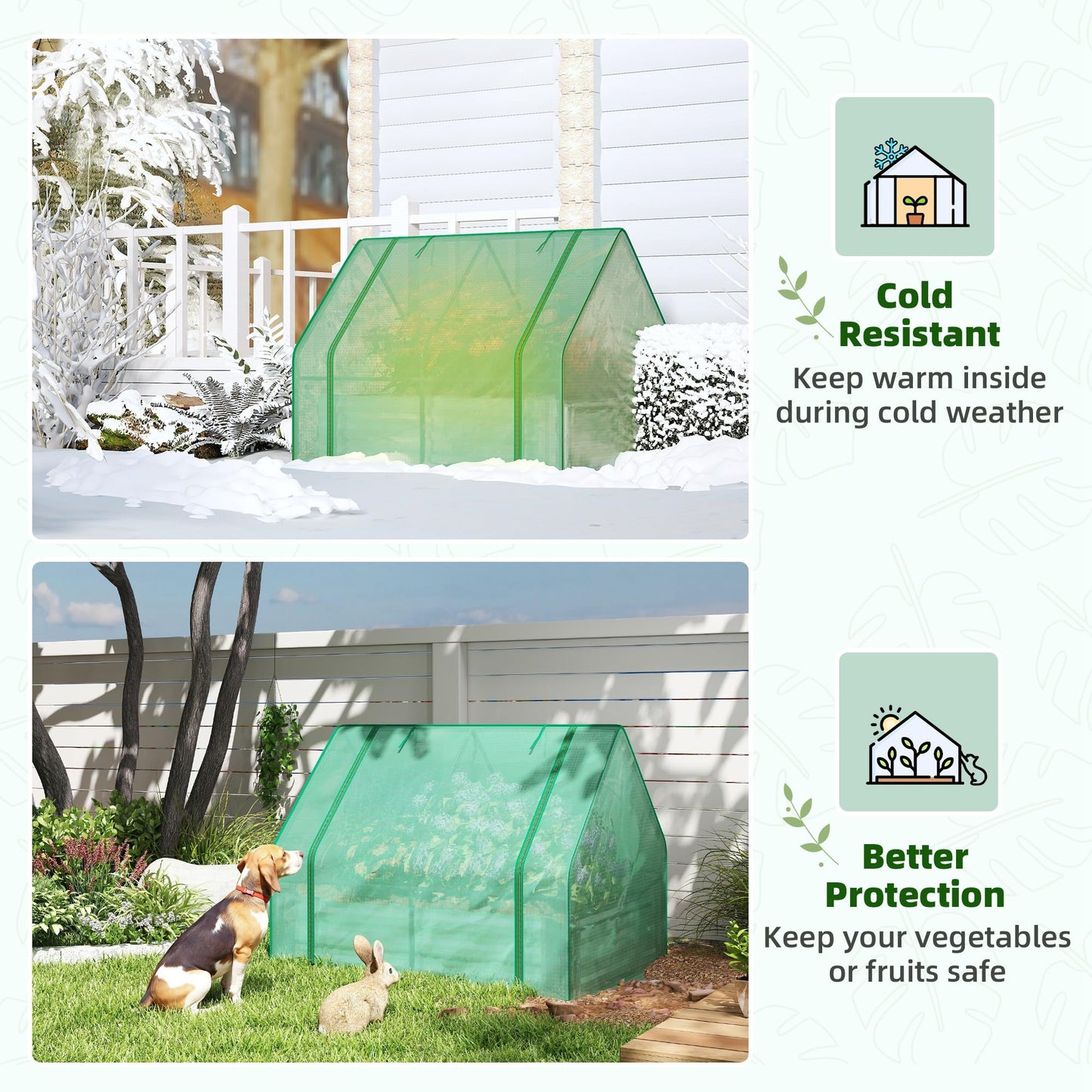 Outsunny 4 x 3 x 3ft Raised Garden Bed with Mini Greenhouse, Galvanized Raised Garden Bed with Cover for Herbs and Vegetables, Small Greenhouse for Patio Garden Balcony, Green