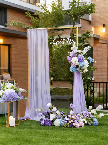JEBUTU Gold Wedding Arch Backdrop Stand, 6.6 * 3.3FT Square Backdrop Stand Balloon Flower Metal Frame for Ceremony, Anniversary, Party, Birthday,Baby Shower Photo Booth Decoration