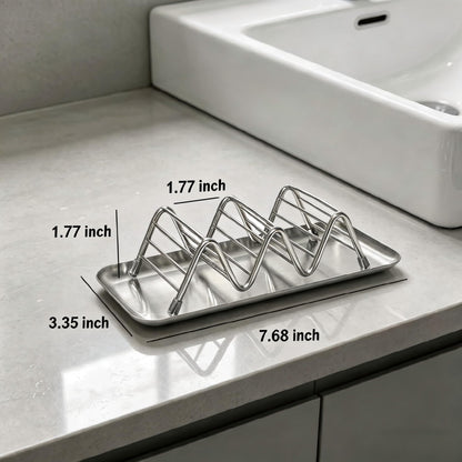 UVULAS Wavy Soap Dish, 304 Stainless Steel Soap Holder with Full 304 Stainless Steel Removable Drip Tray, Self Draining Rustproof Quick Dry Bar Soap Holder for Shower Bathroom Kitchen, 1 Pack