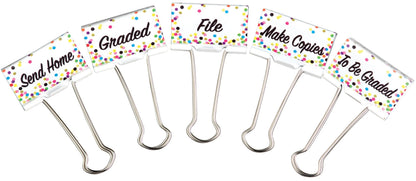 Teacher Confetti Classroom Management Large Binder Clips