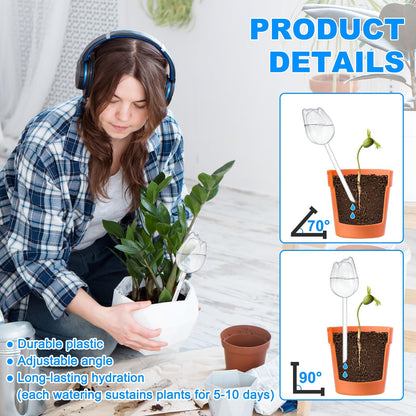 M METERXITY 4-Pack Plant Watering Globes, 9.4 Inch Plastic Self Watering Planter Insert for Indoor/Outdoor Plants, Self Water Devices [Transparent/Purple]