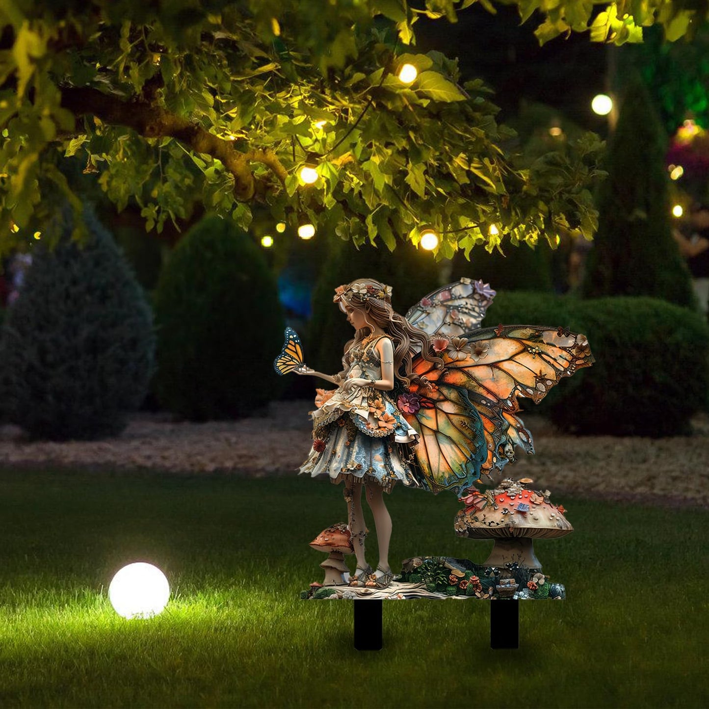 Beciway Bohemian Style Butterfly Fairy Garden Stake, 2D Flat Acrylic Outdoor & Indoor Yard Sign, Fairy Garden Decor Panel for Lawn, Plants & Pots, Elf Garden Accessories