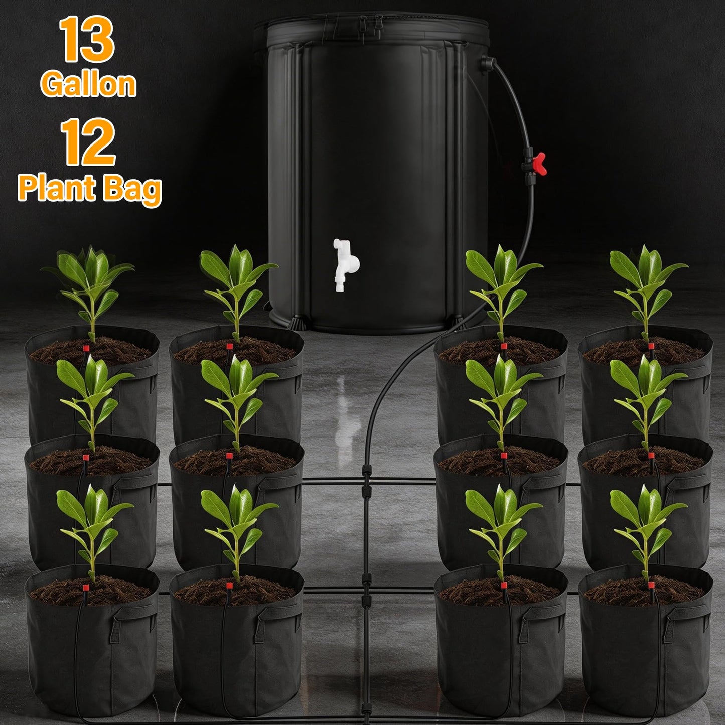 Toriexon Auto Drip Irrigation System Kits for Plants, with 13 Gallon Bucket and 25W Water Pump, Automatic Watering System for Indoor and Outdoor for Grow Tent, Greenhouse, Lawn