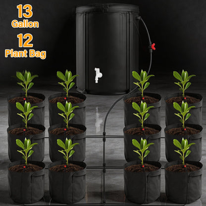 Toriexon Auto Drip Irrigation System Kits for Plants, with 13 Gallon Bucket and 25W Water Pump, Automatic Watering System for Indoor and Outdoor for Grow Tent, Greenhouse, Lawn