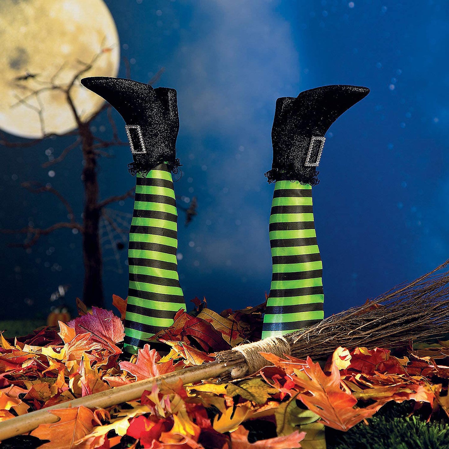 Fun Express Witch Legs Yard Stakes Halloween Decorations Outdoor - 2 Pack Crashing Witch Decor 18" Foam Stakes for Front Yard, Lawn & Garden | Funny Upside Down Witches Legs Halloween Decorations