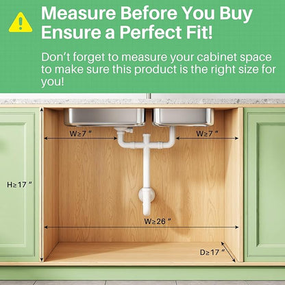Under Sink Organizer, 1-Pack 3-Tier Height Adjustable Thickened Metal Pull out Cabinet Organizer Shelf, Slide out Storage Drawer Rack for Bathroom Kitchen Pantry Home Organization, LightBlue