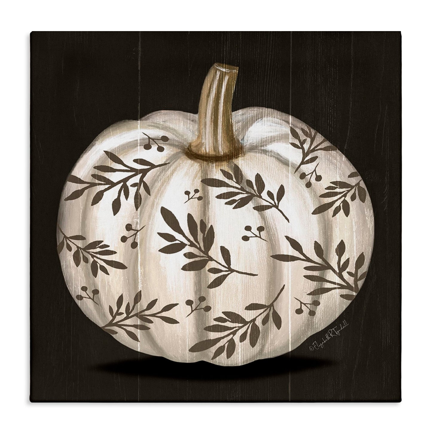Stupell Industries 'Leaf Patterned Fall Pumpkin', Canvas Art, 17 x 17 Inches, Easy to Hang and Sturdy, Made in USA, by Elizabeth Tyndall