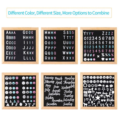 G GAMIT Felt Letter Board Message Board 10x10inch with Stand,Pre-cut&Sorted 805pcs Changeable Letters+Weeks &Months Cursive Words,Word board Sign board with Sorting Tray&Gift Box(Black)