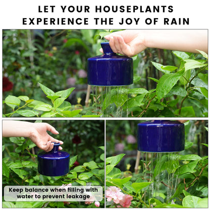 Manykettle Watering Bell Thumb Pot Thumb Watering Cans Ornamental Plant Thumb Watering Hand-Painted Ceramic vase Ceramic Watering Bell Decor Indoor Outdoor House Warming Gifts(Deep Blue 19 fl oz)