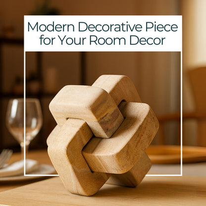 Decorative Knot Sculpture for Modern Home Decor – Natural Brown Marble Decorative Object – Shelf Styling & Coffee Table Decor for Office, Bathroom & Living Room – 5"
