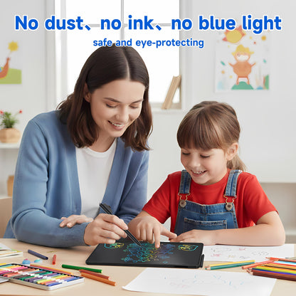 16 Inch LCD Writing Tablet 2 Pack, Large Electronic Notepad for Adults, Reusable Digital Memo Board for Office Desk and Meetings, Erasable Paper Tablet, Battery Operated（Blue & Black