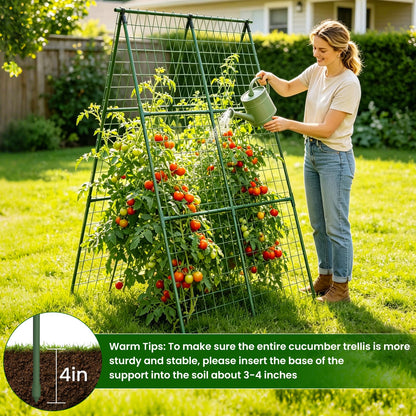2 Pack Cucumber Trellis 32" L x 48" H, A-Frame Garden Trellis for Climbing Plants Outdoor, Vegetable Trellis for Raised Bed, Support for Squash Pea Zucchini Grape Flowers Tomato
