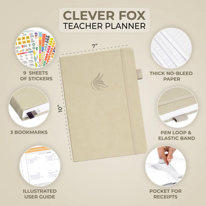 Clever Fox Teacher Planner – School Year Planner with Calendars & Lesson Plans – Teacher Plan Book for Classroom & Homeschool Organization - Undated, 7x10″, Hardcover (Foggy Alps)