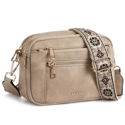 Telena Small Crossbody Bags For Women Vegan Leather Crossbody Purse With Adjustable Wide Strap For Daily Life