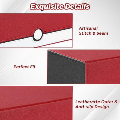 tombert White & Red Trading Card CaseHolds 3200+ Cards, Includes 16 Dividers& 4 Customizable Inserts, SecureMagnetic Closure for MTG, YuGiOh,Sports & More (4 Rows)