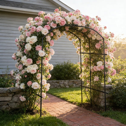 Tall Garden Arch Trellis for Climbing Plants, 87in Tall Metal Plant Support Trellis Archway for Climbing Plant Vegetables Cucumber, Outdoor Yard Lawn Garden Arch Tunnel Trellis