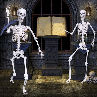 5.9Ft Halloween Skeleton Posable Skeleton Life Size Skeleton Plastic Full Body Human Skeleton for Halloween Decorations