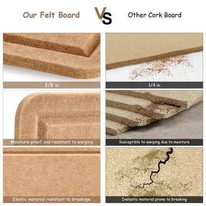 Large Bulletin Board, Foldable 72x48 Inches Cork Board Alternative, Large Felt Board Decorative Pin Board for Wall, Foldable Photo Board Self-Adhesive Vision Board with 36 Pushpins Brown