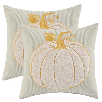 LUOYEHK Halloween Pillow Covers 18x18 Set of 2 Fall Pumpkin Decorative Throw Pillow Covers Thanksgiving Farmhouse Corduroy Cushion Covers for Couch Sofa Bed