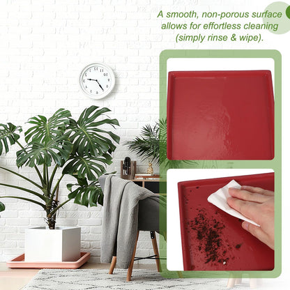 YELARXI 7.5 Inch Ceramic Plant Saucers, Square Flower Planter Water Trays Ceramic Plant Saucer Pot Tray -Fitting for (Outdoor/Indoors/Garden/Planting/Water/Flower/Coffee) Matte Black