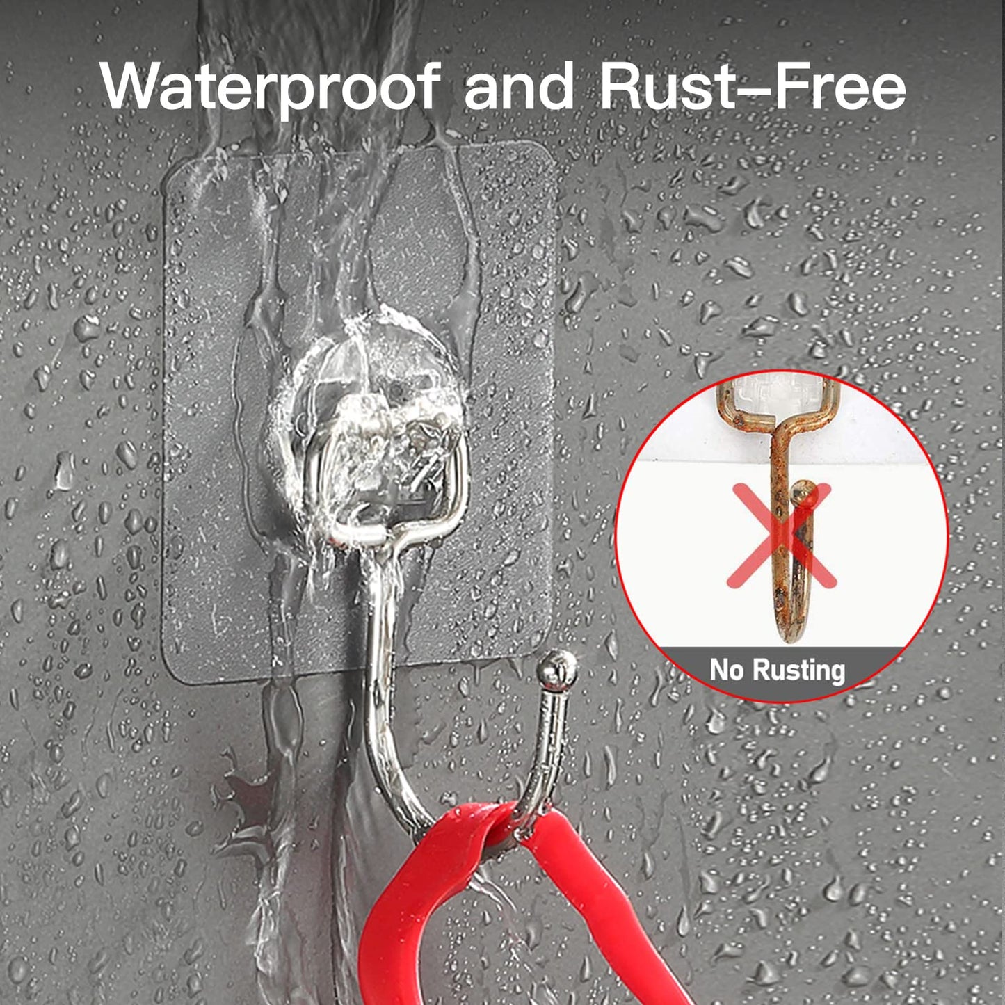 Strjobaili 20 Pack Large Adhesive Hooks for Hanging Heavy Duty 44 lb(Max), Self Adhesive Sticky Hooks Waterproof Stainless Steel Wall Hook for Home Bathroom Shower Kitchen Outdoor Utility Hooks