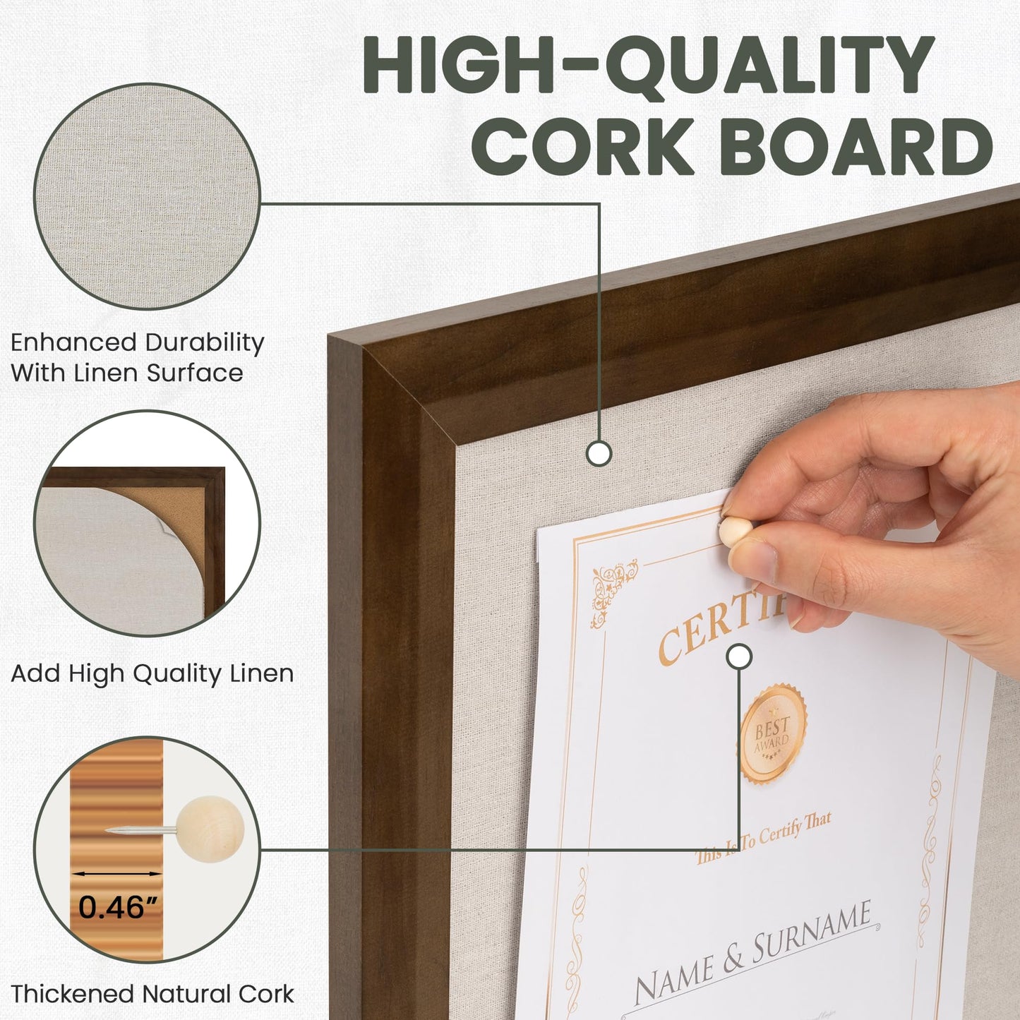 Acovy Cork Board Bulletin Board (Walnut, 18" x 24")