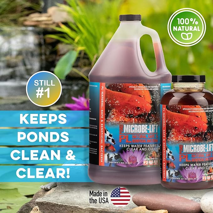 MICROBE-LIFT PL Pond Bacteria and Outdoor Water Garden Cleaner, Safe for Live Koi Fish, Plant Life, and Decor, 5 Gallons
