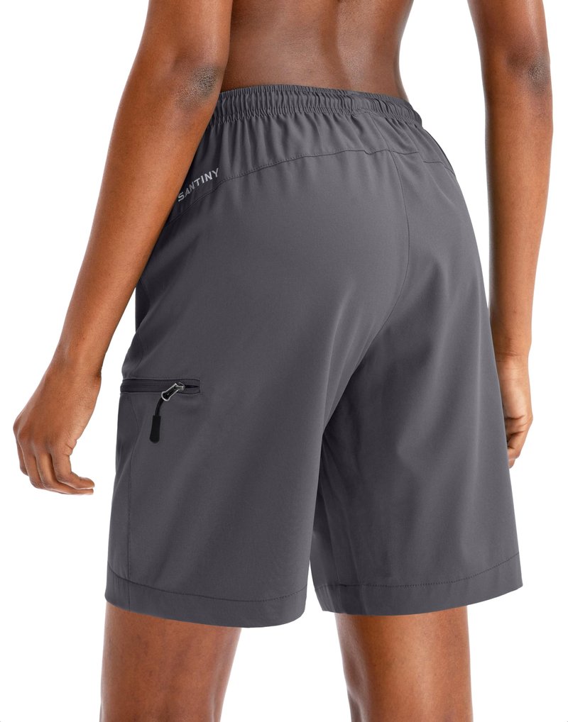 SANTINY Women's 5''/ 7''/9'' Hiking Cargo Shorts Quick Dry Lightweight Summer Shorts for Women Athletic Golf Zipper Pockets(Dark Grey_XL)