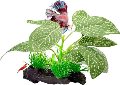 CTWPets Betta Driftwood Decor – Soft Silk Aquarium Plant for Betta Fish, Shrimp, and Tropical Tanks – Safe, Vibrant Aquascape Decoration (Mint Dot)