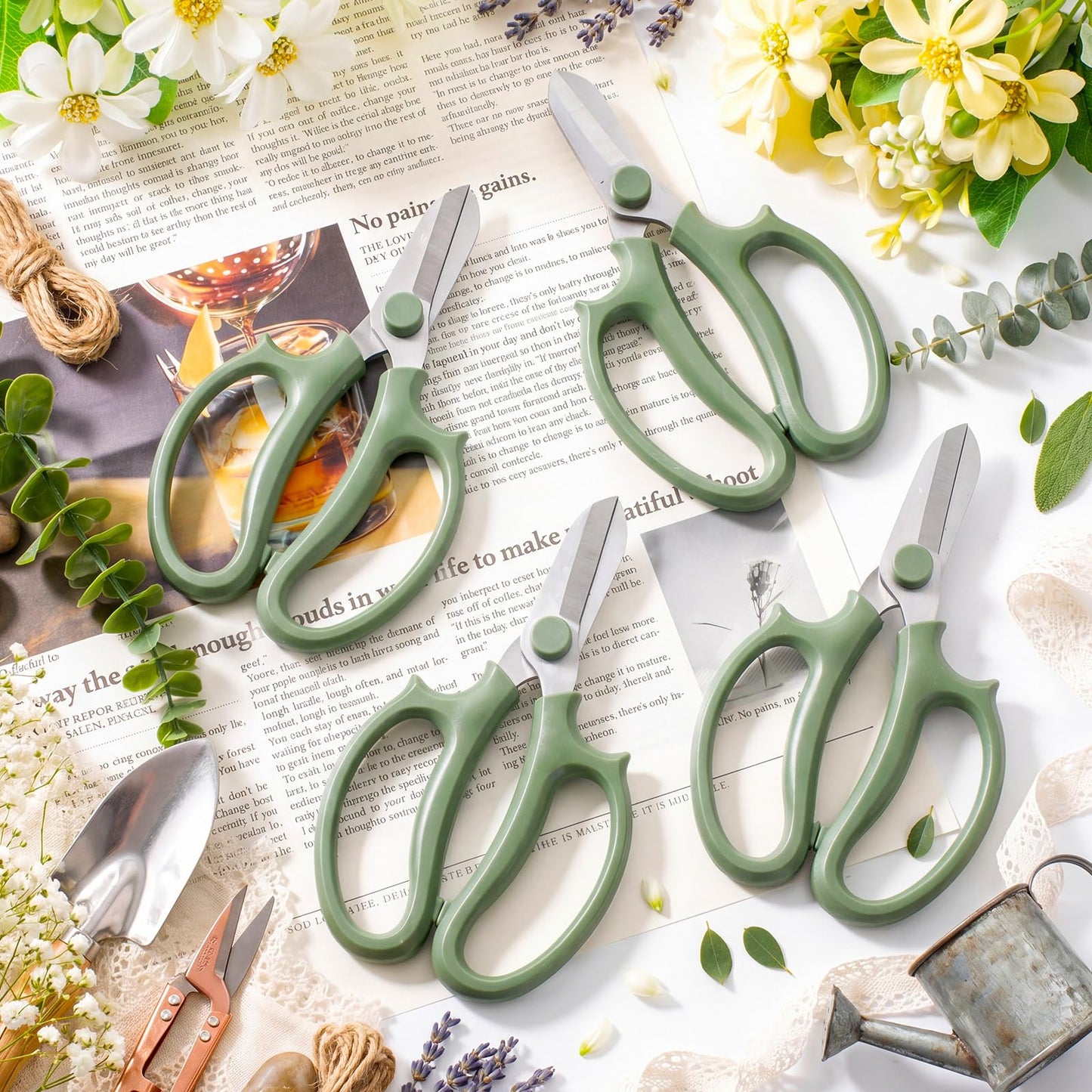 Kigeli 8 Pieces Garden Flower Scissors Floral Shears Garden Pruning Shears with Comfortable Handles for Flower Arrangement Fruit Picking Trimming Household (Green)