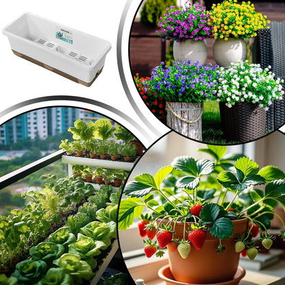 Rectangular Flower Planter - Automatic Water Supply Container, Root Hydration Growing Box, Indoor Outdoor Gardening Pot | Indoor Patio Balcony for Outdoor Patio Balcony