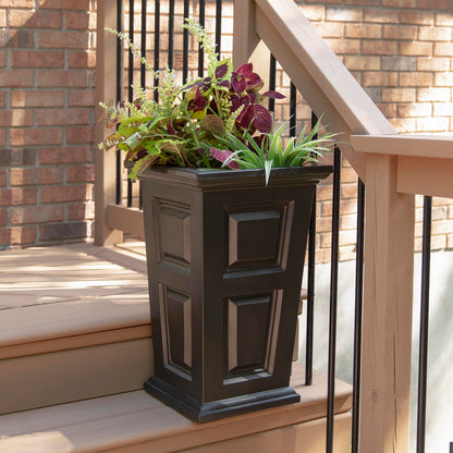 Mayne Wyndham 24-Inch Tall Planter – Self-Watering, Weather-Resistant Planter for Flowers – Durable Indoor/Outdoor Design for Patio, Porch, or Entryway
