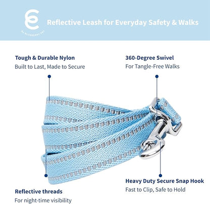 Blueberry Pet Essentials Reflective Dog Collar & Leash Set, Adjustable for Medium Dogs | Safe Walking Gear for Pet Parents, Puppy Training & Daily Use MediumDogs, Baby Blue