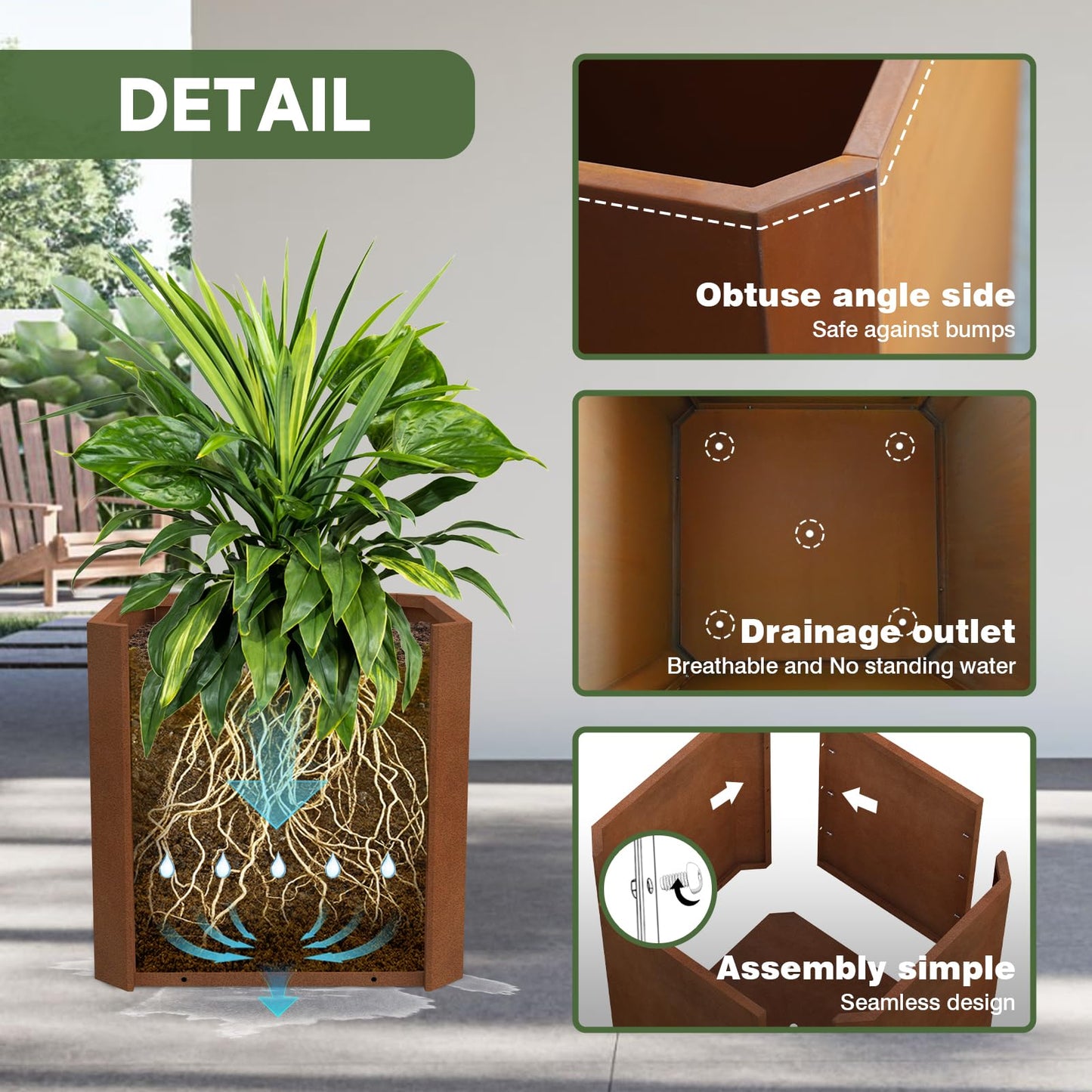 GJWCVL Corten Steel Planter Box-26"x26"x26"-Large Square Planter Matel -Outdoor Indoor- Heavy Duty Rustic Tall Planter Box Commercial Residential for Porch Patio Deck Home Backyard