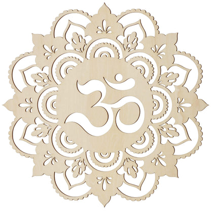 Fourth Level MFG 12" Sacred Om, Sacred Geometry Wood Wall Art, Sacred Sound Symbol, Mandala, Zen Home Decoration for Yoga and Meditation, Good Chakra Energy Spiritual Altar Decor