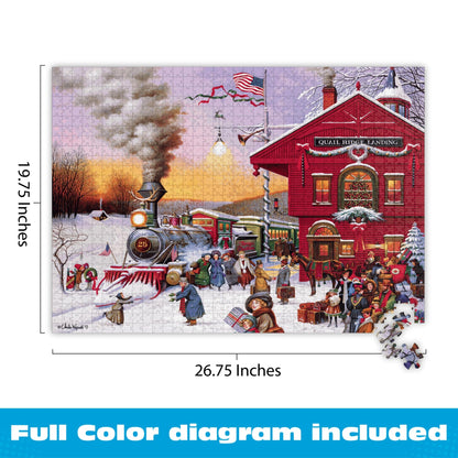 Buffalo Games – Charles Wysocki - Whistle Stop Christmas- 1000 Piece Holiday Jigsaw Puzzle - Festive Puzzles for Adults – Precision-Cut Pieces, Winter Artwork, Hours of Relaxing Fun