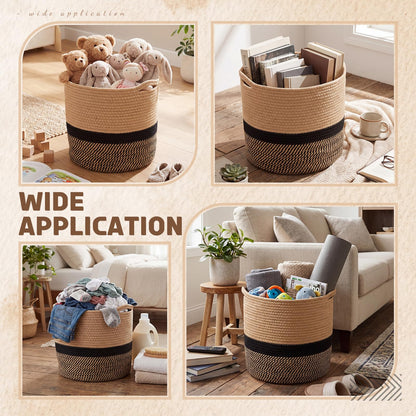 Xuhal 3 Pcs Plant Basket Woven Storage Basket Boho Planter Baskets Modern Woven Flower Tree Pots for Home Decor Blankets Organization