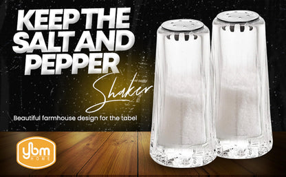 YBM Home Salt and Pepper Shakers Acrylic with Stainless Steel Lid, 1.5oz Clear Spice Herb Dispenser for Dining Table and Farmhouse Decoration, 1231-2