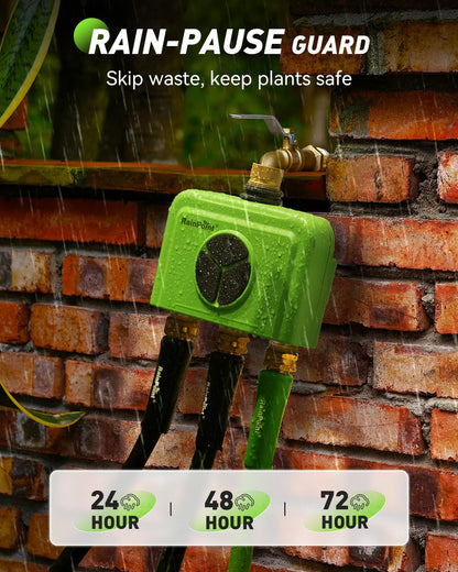 RAINPOINT 3 Zone WiFi Water Timer with Smart Gateway, Brass Inlet/Outlet WiFi Sprinkler Timer, Voice Control, Smart Watering System by Time/Weather/Quantity/Soil Moisture, Rain Delay & Manual Watering