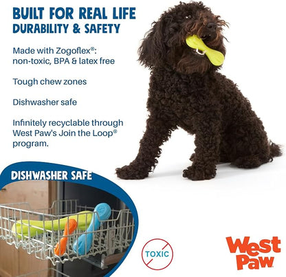 WEST PAW Zogoflex Hurley Dog Bone Chew Toy – Floatable Pet Toys for Aggressive Chewers, Catch, Fetch – Bright-Colored Bones for Dogs – Recyclable, Dishwasher-Safe, Non-Toxic, X-Small, Tangerine