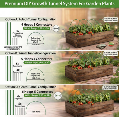 36PCS Garden Hoops for Raised Beds & 30PCS Tomato Clips, Greenhouse Hoops for Netting, Rust-Free Diameter 0.23” Fiberglass Plant Support Garden Stakes Can Cover 2.8ft-3.5ft in Width (36PCS+30 Clips)