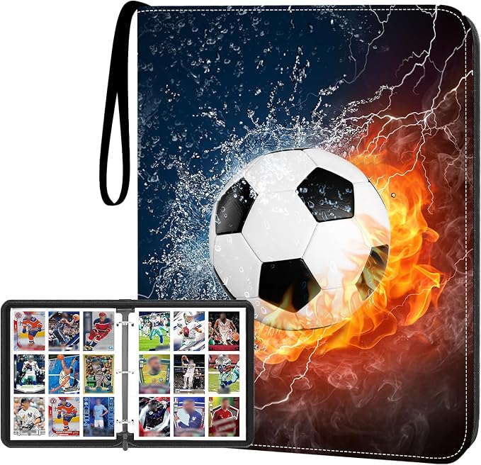 2026 Soccer Card Binder with Sleeve, 900 Pockets Trading Card Binder Sports Cards Storage Organizer for Football Baseball or Game Trading Cards with 50 Removable Sleeves Cards Collector Album