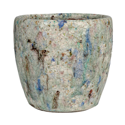 Creative Co-Op Terra-Cotta Planter with Crackle Glaze, Blue