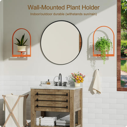BUTUNITA Orange Metal Wall Plant Holder - 2-Pack Wall Mounted Plant Stands and Hanging Holders for Indoor Planter and Flower Pot - Arch Decor Shelf for Plant Storage (Pot Not Included)