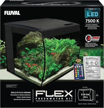 Fluval Flex 9 Gallon Glass Aquarium Kit, Black