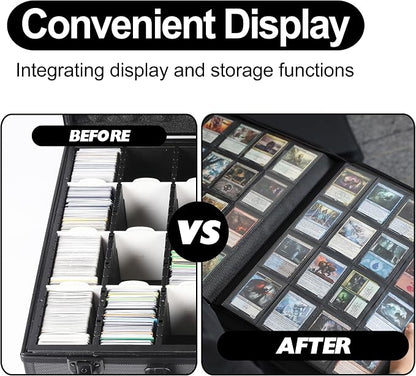 D DACCKIT Card Binder 16 Pocket - Fits 1024 Cards，4X4 Ringless Card Album with Sleeves for Trading Cards & Sports Cards（Model A，Classic Black）