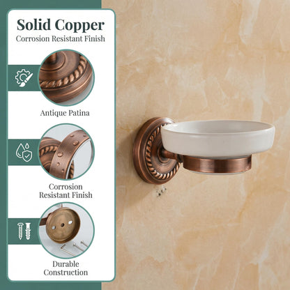 VOSAREA Ceramic Soap Holder Soap Tray Vintage Holder Wall-Mounted Dish Antique Luxury Dish for Shower Wall Rack for Bathroom