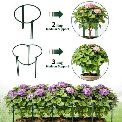 AMAGABELI GARDEN & HOME 6 Pack Peony Cage Plant Support Stakes 10" W x 16" H Heavy Duty Ring Metal Garden Support Structures Plant Cage with Ties for Indoor Flower Outdoor Tomato Hydrangea Monstera